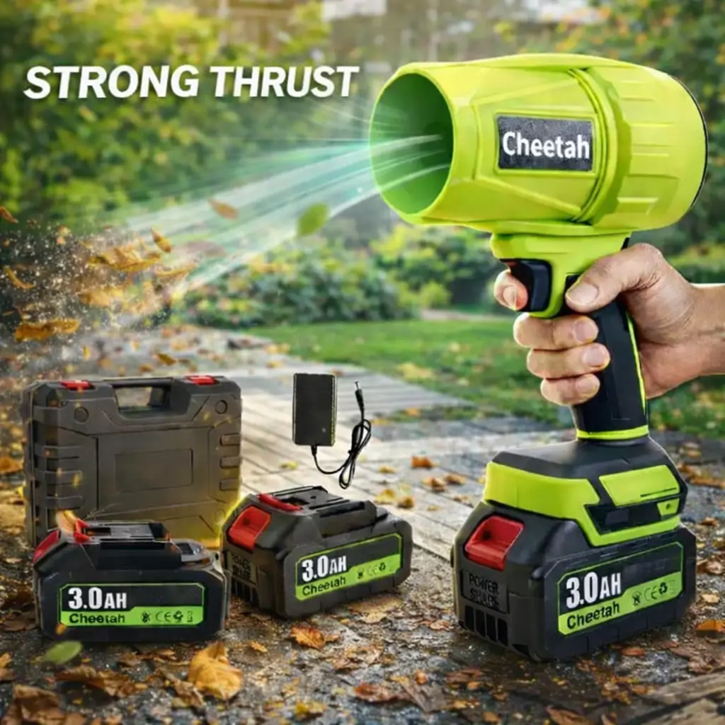 Cordless Handheld Leaf Blower - Cheetah Turbo Power Portable Leaf Blower, 2x 21Vmax Batteries, Lightweight for Car Drying, Garden Cleanup, Cordless Handheld Blower