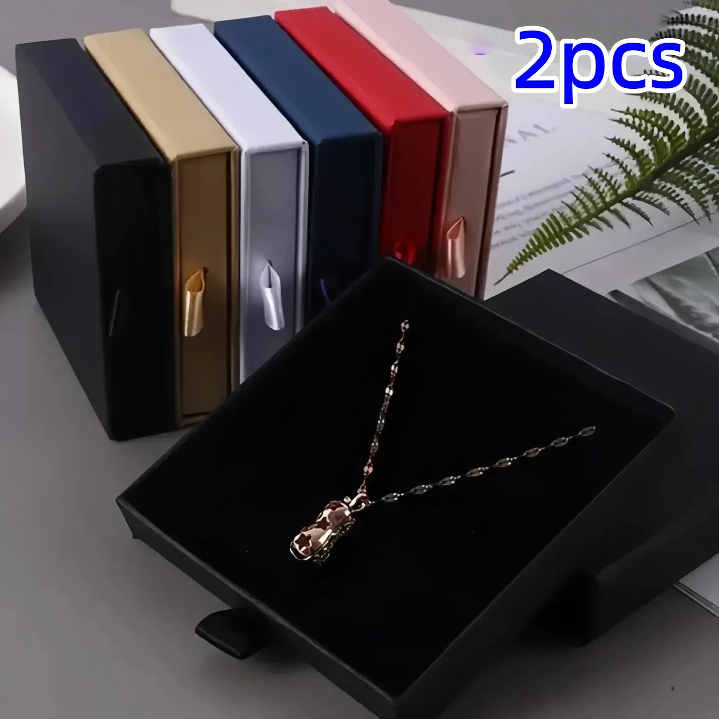 Elegant Jewelry Gift Boxes Set of 2, Classy Gift Box, Accessories Box, Elegant Paper Box, Durable Thick Cardboard Storage Containers, Perfect for Rings Necklaces Bracelets Earrings Display, Drawer Packaging