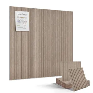 GAOMON 9 Pack Acoustic Felt Bulletin Boards, 11.8×11.8" Soundproof Wall Tiles with Self-Adhesive, Modular Pin Boards for Office, Home & Classroom Decor, Deep Camel
