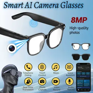 2026 Smart AI Camera Glasses with 8MP high-quality Lenses HD Camera, Dual Speakers, Directional Sound Output, Smart touch + physical buttons, Hands-Free Photography 160+Languages Real-Time Translation Bluetooth Wireless calling Valentine's Day