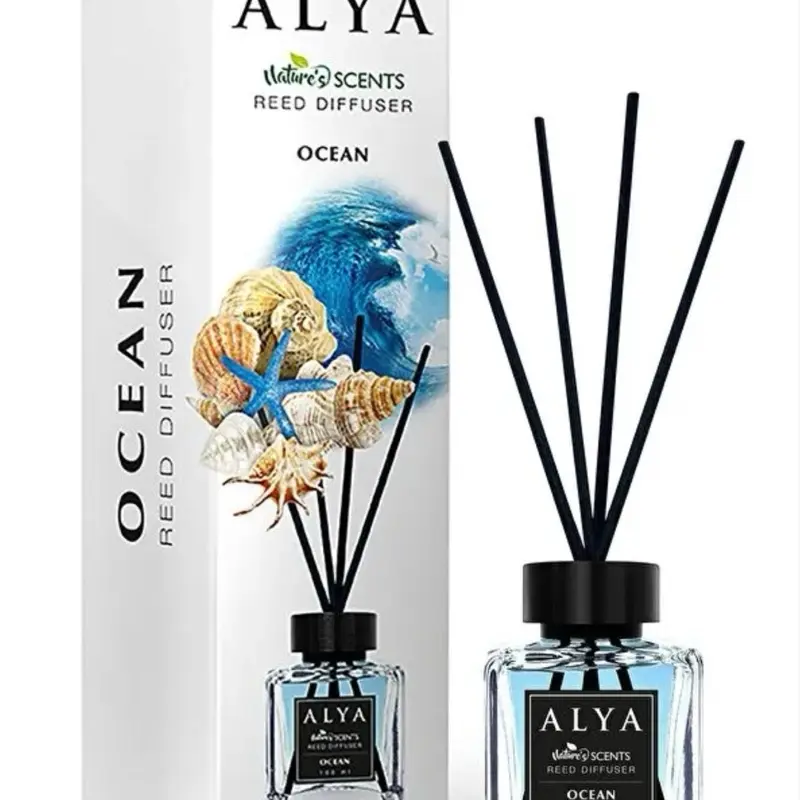 Alya Ocean Reed Diffuser - Natural Ingredients Home Fragrance Scented Oil Diffuser with Fresh Linen, Lavender Vanilla Scents for Indoors, All Seasons Use