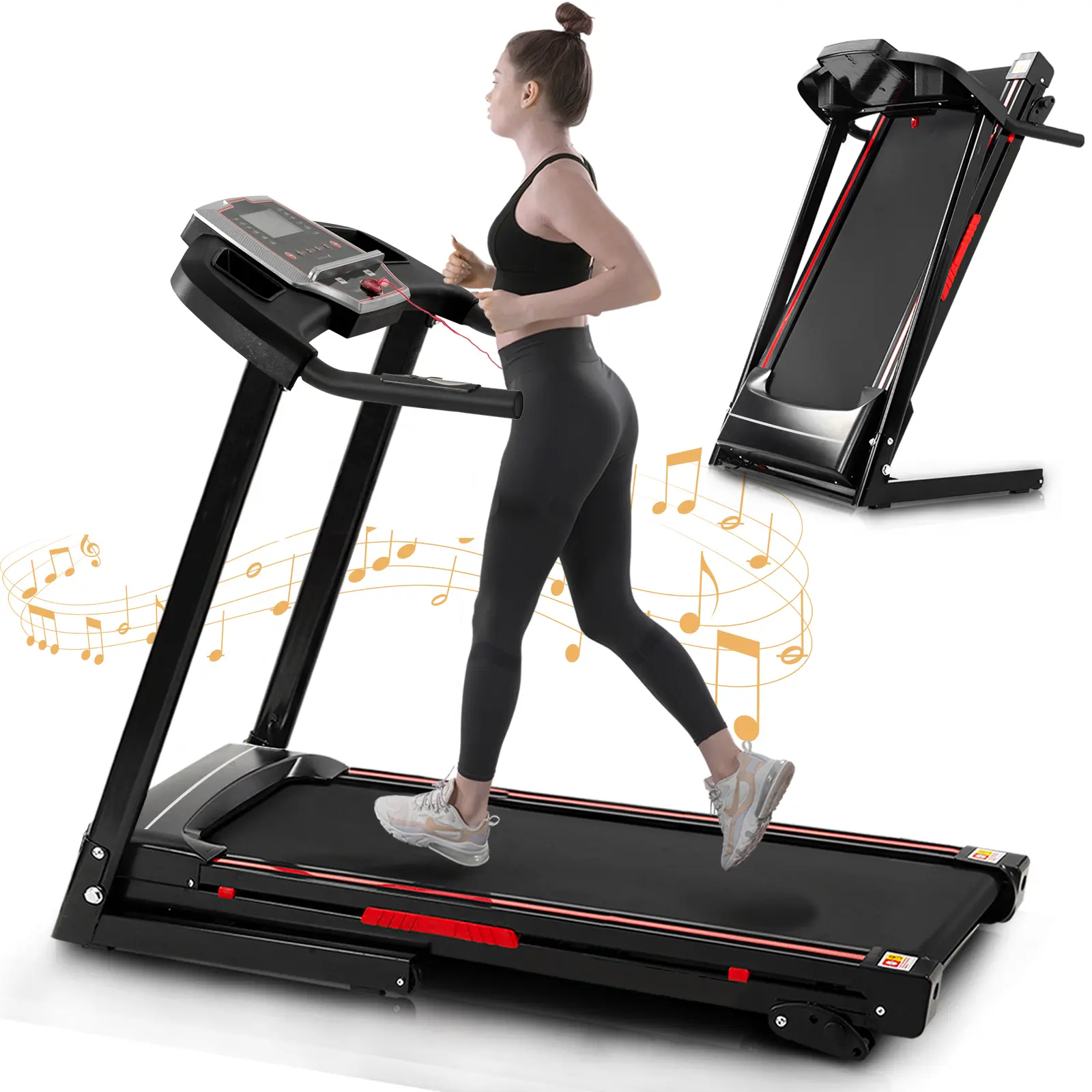 GORUN 3-level manual incline treadmill with handles,3.0HP brushless motor  ,folding walking treadmill,8.5MPH,330LBS weight capacity,home fitness treadmill fits any room,fitness equipment ,walking pad treadmill Home Gym