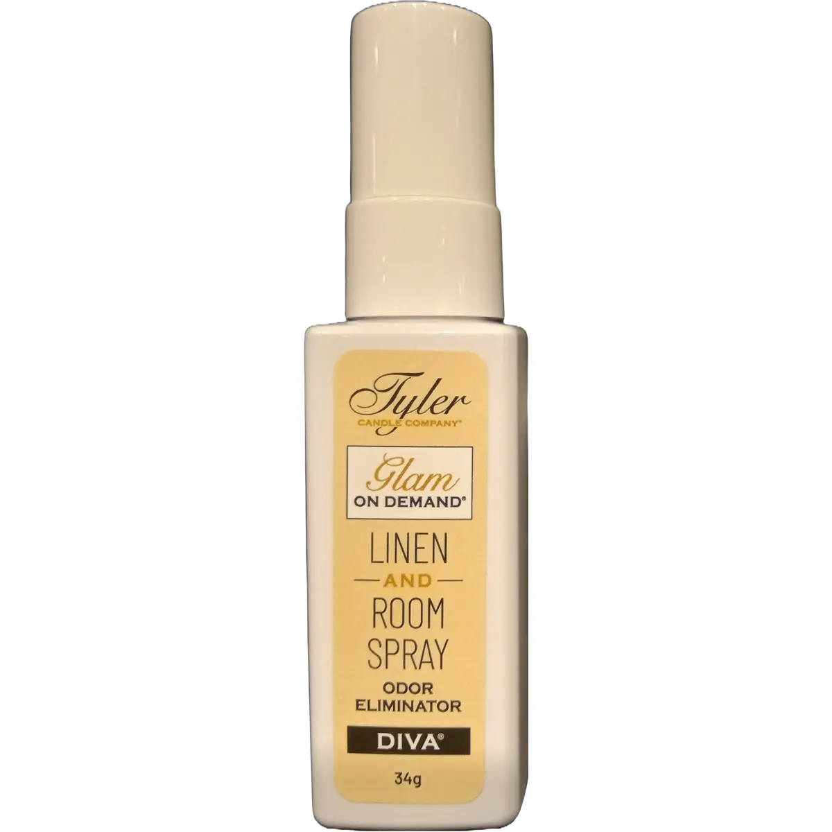 Tyler Candle Company Scented Linen & Room Freshener Spray - Glam On Demand Diva Odor Eliminator with Chocolate, Sweet Floral Hit, Fruity Notes & Intense Amber Aroma (1.2oz/34g), Amber Intense Fragrant Room Sprays