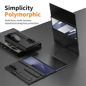 High-End Samsung Galaxy Z TriFold Phone Case with Stand, Wrist Strap, Credit Card Slot, Protective Hinge, Anti-Slip Three-Fold Cover