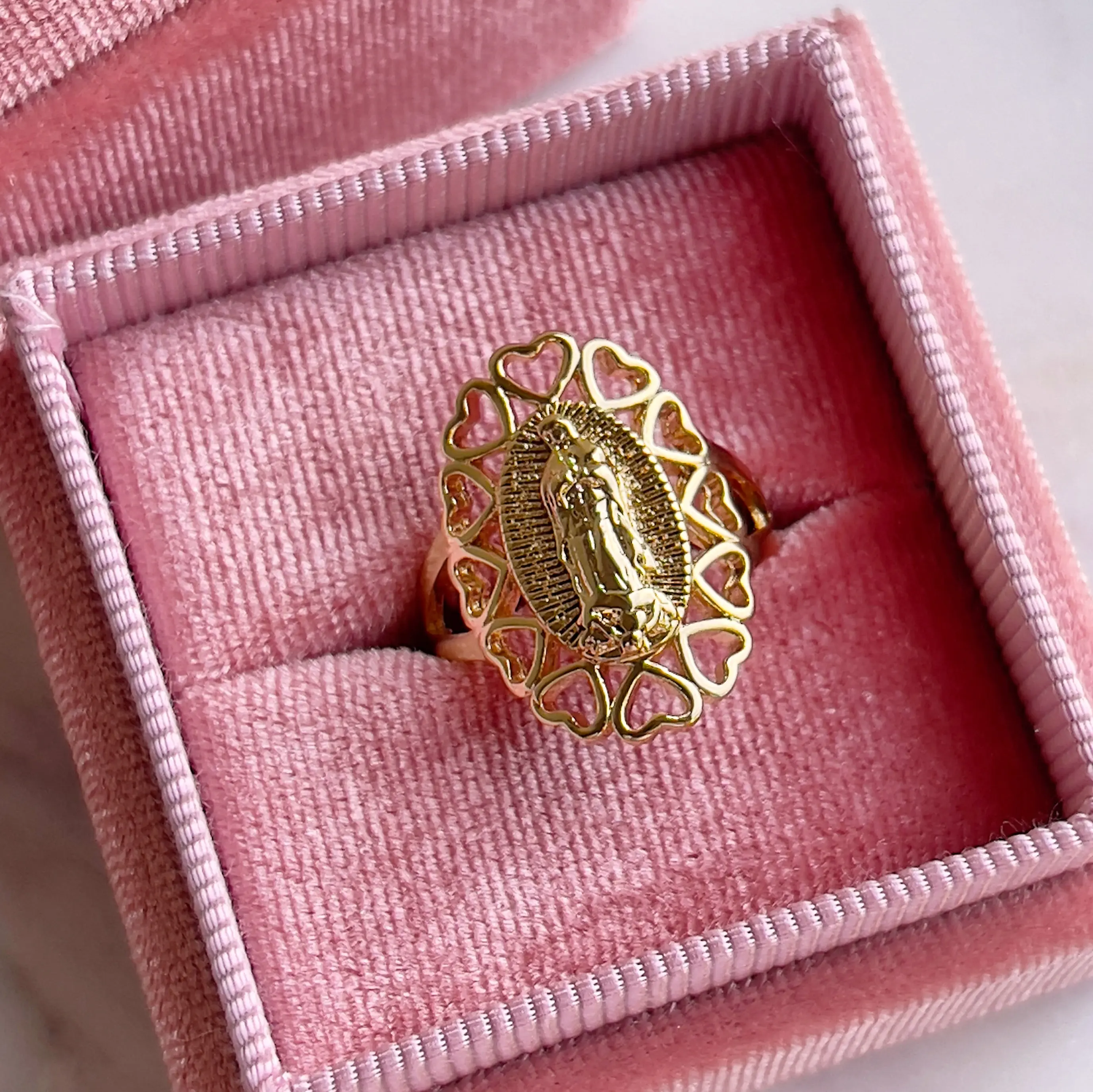 Virgencita Fashion Rings for Women, Gold Filled Ethnic Finger Jewelry, Adjustable Religious Vintage Style, Religious Vintage Ring, Elegant Fashion Rings