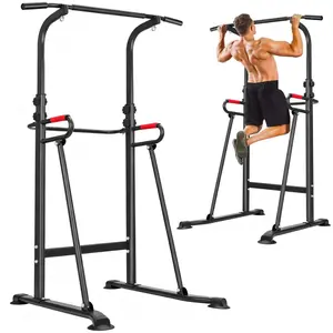 330-pound heavy-duty strength training tower, 12-level height adjustable, pull-up home fitness station| Anti-rollover H-shaped base + anti-slip pad|