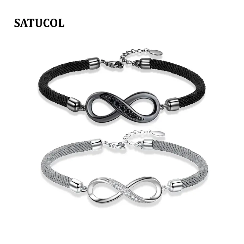 Couple's Infinity Symbol Rope Bracelet, crafted from premium copper with zirconia accents and an adjustable S925 extension chain. The perfect holiday gift for your boyfriend, girlfriend, or best friend. permanent  hand  chain