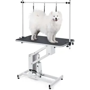 43.3 Inch Hydraulic Dog Grooming Table, Adjustable Height 22"-39", Heavy Duty 350Lbs Load Capacity, z-Shaped Stable Base, Professional Pet Grooming Table for Medium & Large Dogs