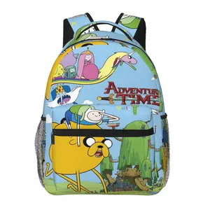 Adventure Time school backpack — large-capacity casual daypack for outdoor sports and office use; cartoon Adventure Time merchandise laptop backpack/school bag for boys and girls, ideal as a gift