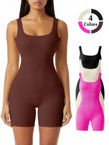 Sexy Fashion Versatile Shaping Jumpsuit, Athletic Style Activewear, Stretchable Activewear, Indoor Gym Yoga Pilates Shorts, Outdoor Running Sport Jumpsuit, All Seasons, Multiple Colors Available