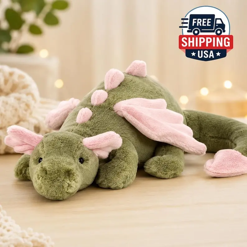 Jellycat Sage Green Dragon Stuffed Animal, Medium 19.7 inches - Mythical Green Plush Toy - Classic Children's Gift - Cozy Collectible Decor