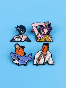 4pcs/set Cool Anime Character Enamel Lapel Pins, Unique Cartoon Badges, Multifunctional Fashion Accessories for Bags, Clothing, Hats, Drop Set Pins