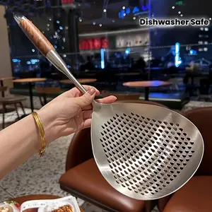 [1pc Large Heat Resistant Colander] 1pc Large Stainless Steel Colander Skimmer - Durable Kitchen Strainer for Frying, Hot Pot, Cooking, and Baking - Easy Draining, Heat Resistant, and Dishwasher Safe - Perfect for Restaurant and Home Use