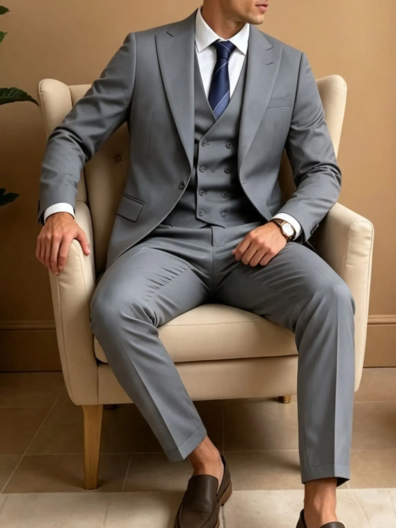 Men’s Lightweight 3-Piece Suit Set - Blazer, Vest, Pants with Uncut Pockets for Spring/Fall Business Formal Occasions wear timeless