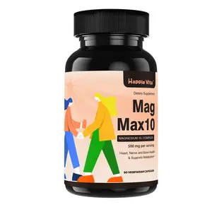 HappieVita MagMax10 Magnesium Complex – 500mg, 10 Magnesium Forms-Glycinate, Malate, Citrate for Optimized Absorption – Supports Sleep, Muscle, Heart & Brain Health, 90 Capsules Healthcare Dietary