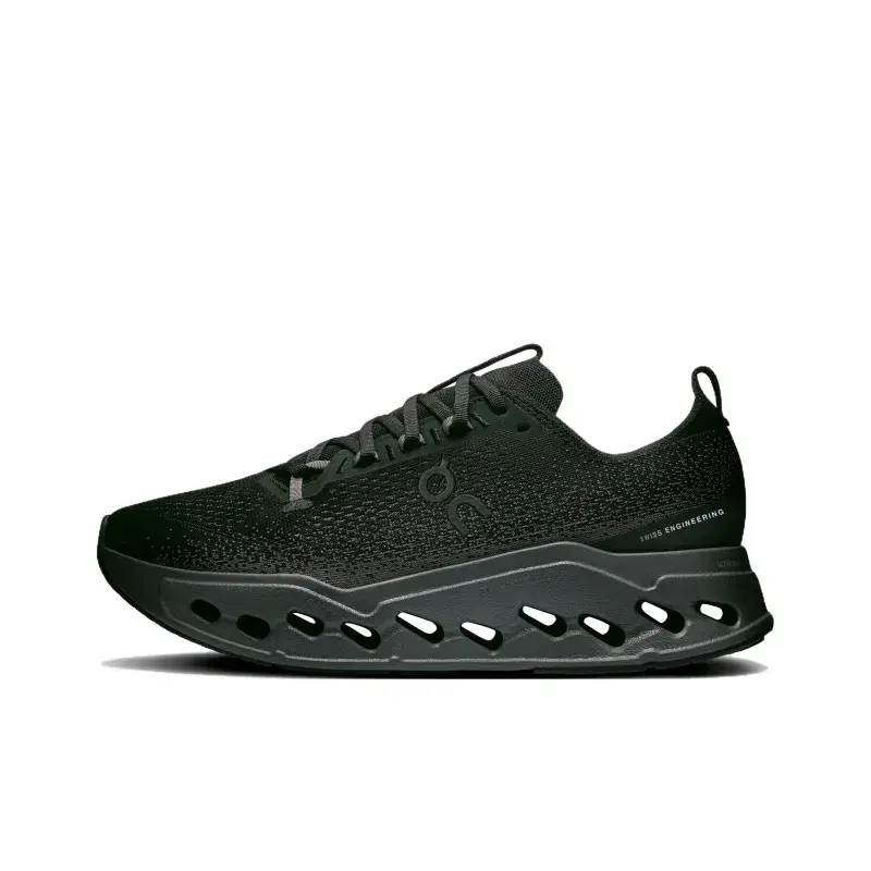 Unisex Solid Black Flyknit Running Shoes - Hollow Cushion Outsole, Slip-Resistant, Wear-Resistant for Outdoor Jogging & Daily Casual Use (Sports Collectibles Accessory)