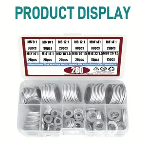 280pcs High-Quality Oil Drain Plug Gasket Set - Includes 7 Sizes (10-24Mm) - Suitable for Honda, Acura, Civic, Accord, CR-V - Replaces Engine Component 94109-14000 - Robust And Leak-Resistant,summervibes