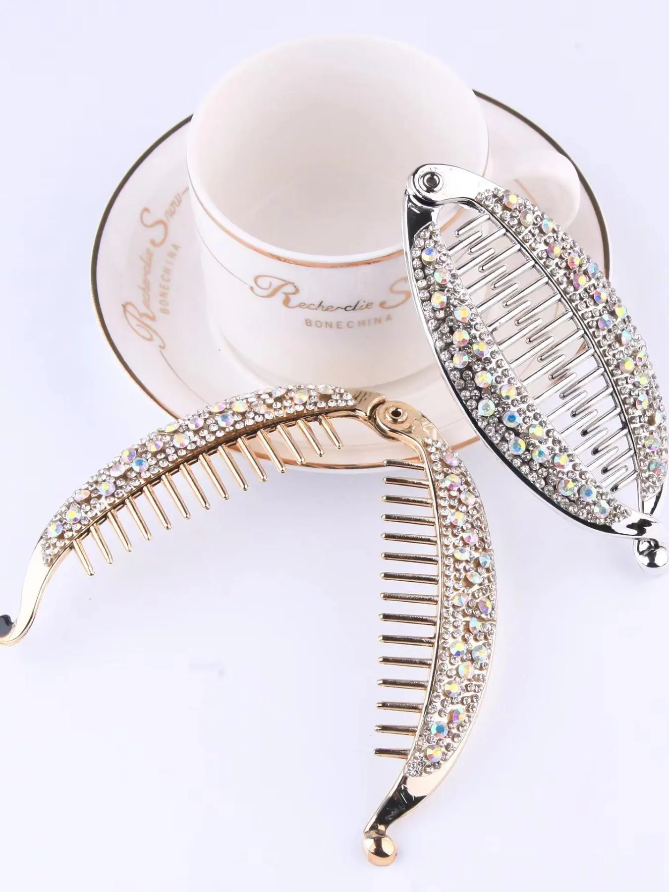 Rhinestone Decorated Banana Clip, Elegant Simple Fashion Hair Accessories for Women & Girls, Trendy All-match & Exquisite Hair Clip, Flower Hair Clip for Birthday Gift, Goddess Hair Clip, Bling Hair, Clips For Hair, Hair Clip Set