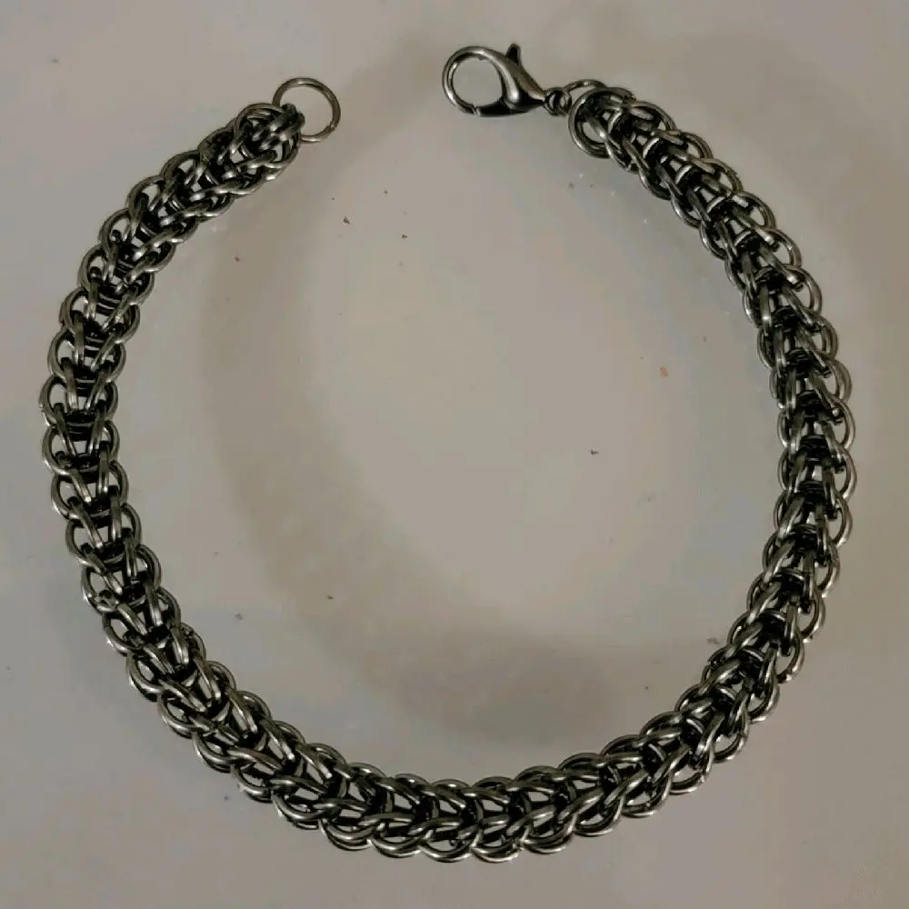 Handmade Full Persian Chainmaille Bracelet in Gun Metal Black