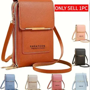 Women's Crossbody Bag, Dual Layer PU Leather, Sky, Light, Rose, Dark, Zipper Closure, Polyester Lining, Crossbody Purses