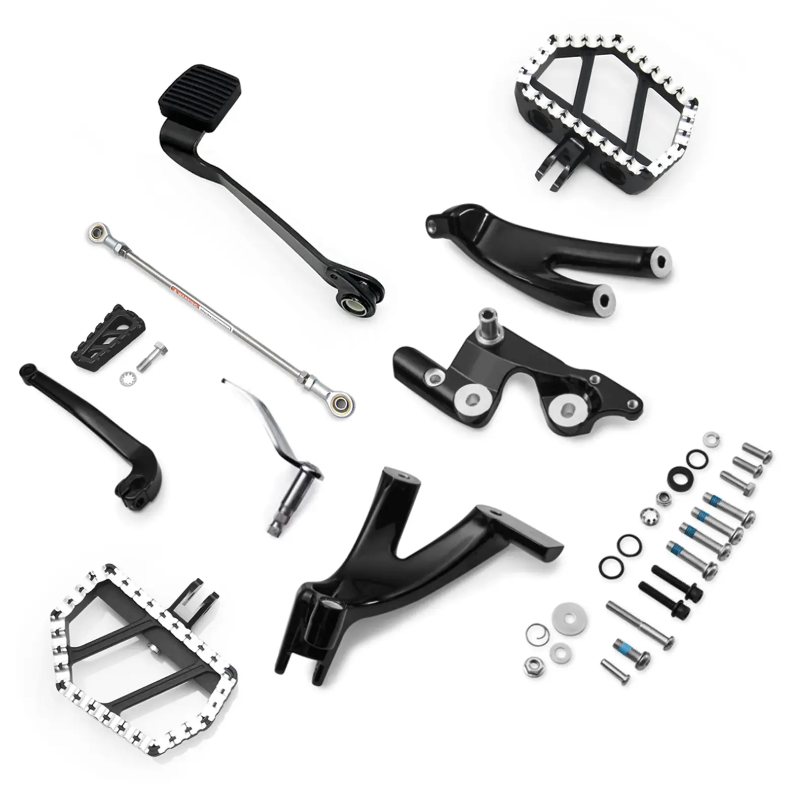 Rider Extended Standard 6.5"-9" Forward Control Kit with Footboards, 1 Kit for 2018-Up Harley Softail Street Bob FXBB 114 FXBBS, Low Rider FXLR 107 FXLRS 117, Aluminum Alloy Gloss Black, Brake Lever, Durable & Stylish Design, 2020-Up For Harley Softail So