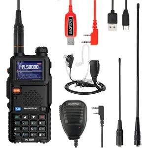 BAOFENG Radio 5RH(5RM) 10W Ham Radio Long Range Handheld Multi-Band Two Way Radio NOAA FM AM(Airband) Receiver Walkie Talkies (Upgrade of UV-5R), Copy Frequency 999CH,Type C,Programming Cable,Speaker Mic Usb