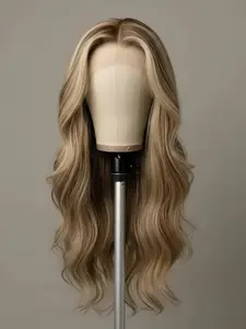 Soft Highlight Blond Body Wave Wig 14 Inches 13x4, Density 150, 100% Human Hair, Pre-Cut Baby Hair Lace Front, Women's Daily Wear