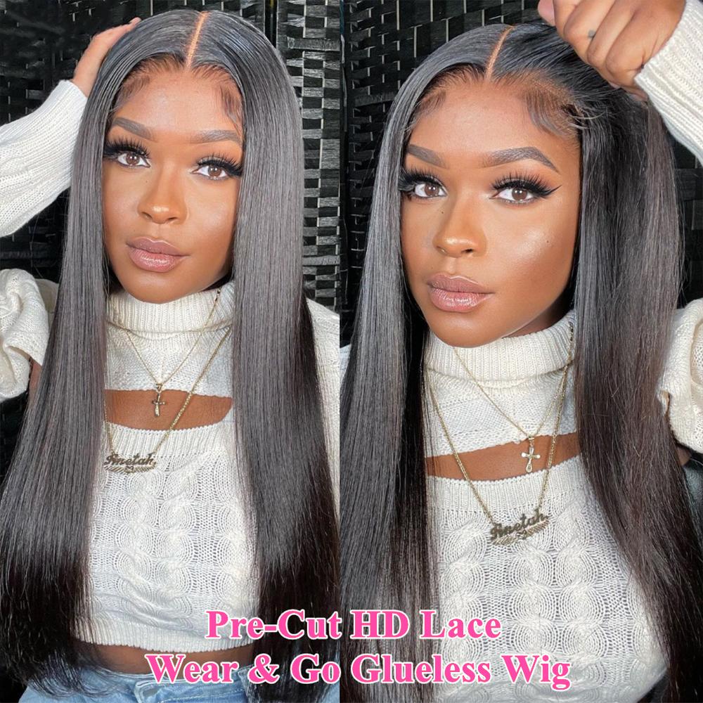 13x6 13x4 Lace Front Wigs Human Hair for Women 180 Density HD Transparent Bone Straight Lace Front Wigs Human Hair Pre Plucked Glueless Lace Frontal Wigs Natural Black Color