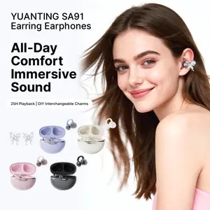 YUANTING Smart Clip-on Bluetooth Jewelry Earphones HiFi Surround Cinema Sound Quality 25H Battery Life Bluetooth 6.0 Call Noise Cancelling 4G Ultra Lightweight Design holiday surprise