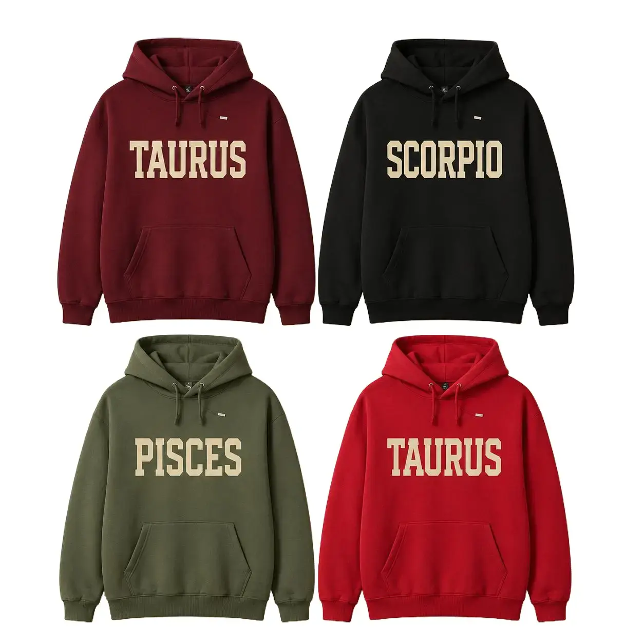 [Full 12 Zodiac] Minimalist Zodiac Hoodie – Astrology Sign Crewneck for Men and Women, Cozy Horoscope Pullover with Bold College Letter Design, Perfect Gift for Zodiac Lovers