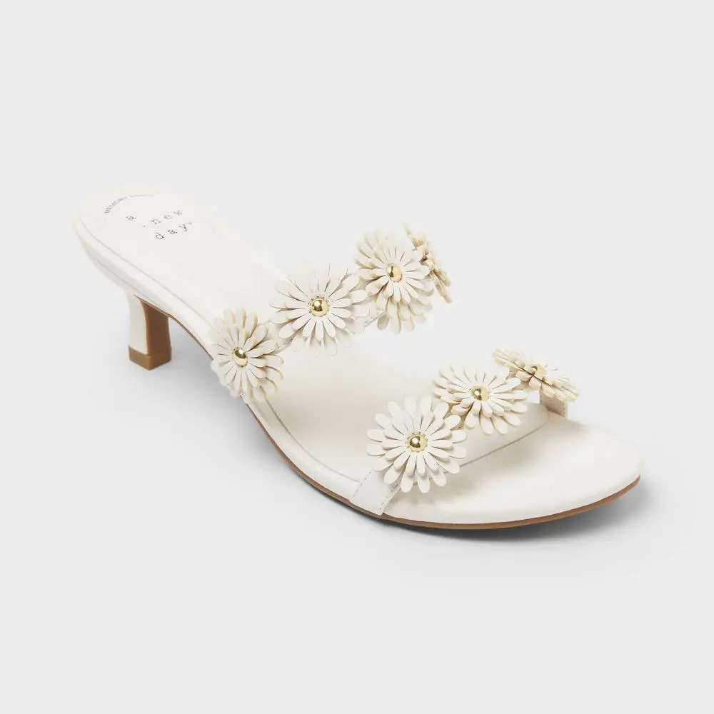 Women’s Dalia Heels - A New Day, Footwear Shoe with Memory Foam Insole, Polyurethane Slip-On Heels for Women