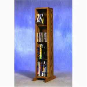 Wood Shed  Solid Oak 4 Row Dowel CD-DVD Cabinet Tower