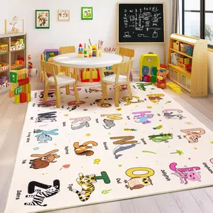 Kids Rugs for Playroom, 5x7 Feet Educational Rug for Learn The ABC Alphabet, Soft Machine Washable Non-Slip Cute Cartoon Animals Carpet for Classroom Toddler Nursery Kids Room Decor Abstract Area