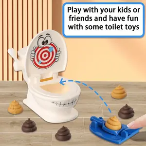 Poop Shooter A fun family game Poop Shooter Game Includes 1 toilet, 2 rapid shooters, 6 soft plastic toy poops. Interactive Play