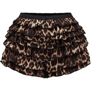 Women's Y2k Leopard Print Mini Shorts Layered Ruffle Hem Low Waisted Shorts Womenswear Bottom jean shorts baggyjorts summer bottoms shorts bundle