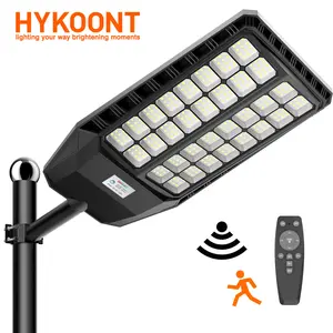 Hykoont TW032 Super Bright Solar Outdoor Light 550000Lighting IP66 Waterproof-Motion Sensor Dusk to Dawn Street light with Remote Control,Best for Outdoor Yard,Road,Parking lot BlackFriday