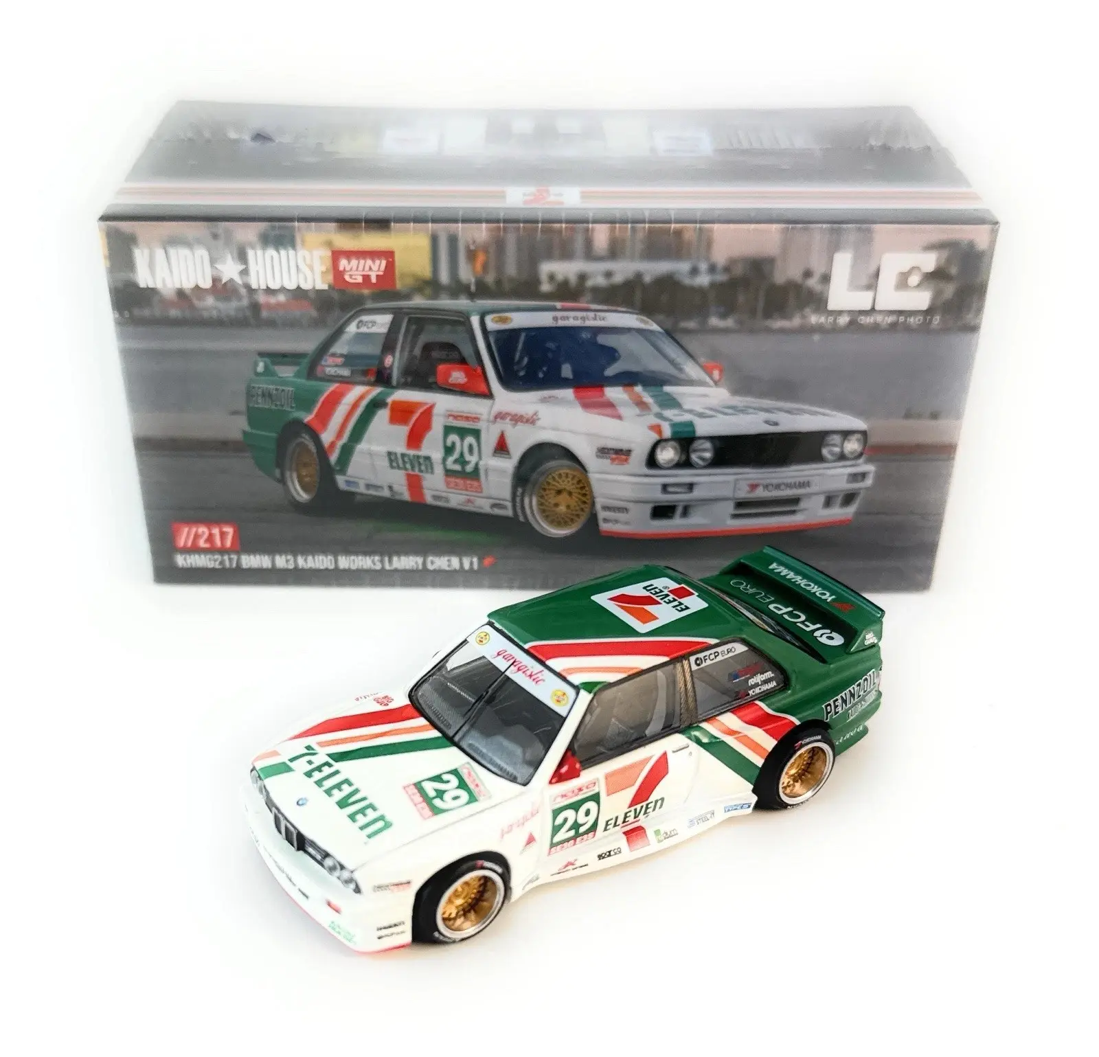 Kaido House x Mini GT 1:64 BMW M3 Kaido Works Larry Chen V1 7-Eleven Diecast Model Car KHMG217-2C