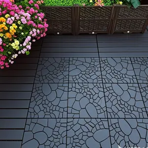 Interlocking Deck Tiles, 22 Pack Stone Style Outdoor Patio Flooring, 12"x12" Interlocking Decking Tile Outdoor All Weather Use, Waterproof Patio Pavers for Pool Balcony Backyard Porch