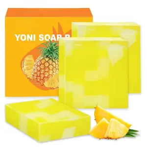 3 PCS Yoni Soap Bar, Organic Yoni Bar Soap Yoni Wash Feminine Wash for Women Ph Balance, Natural Deodorant  Body Bath Soap Body Wash Pineapple Handmade feminine soap