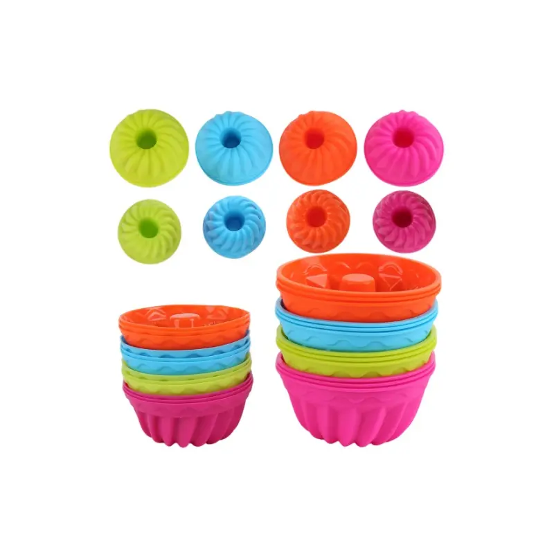 Reuse-Friendly 24-Piece Mini Silicone Baking Mold Set - 2.5in & 3in Sizes, High-Temperature Resistant, Non-Stick for Mini Cakes, Puddings