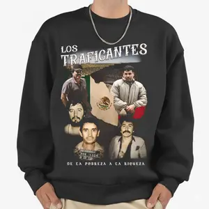 Los Traficantes Narco SweatShirt, Cartel Druglord Graphic SweatShirt, Mexican Mafia Inspired Streetwear, Gangster History SweatShirt, From Poverty to Power Retro Design