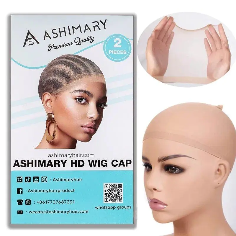 【Not Sale】Ashimary Women's 2PC High-Quality HD Wig Cap - Thin Invisible Breathable Cap with Elastic Bands, Soft Nylon Feels Gentle for Wig Installs, Parties & Stages