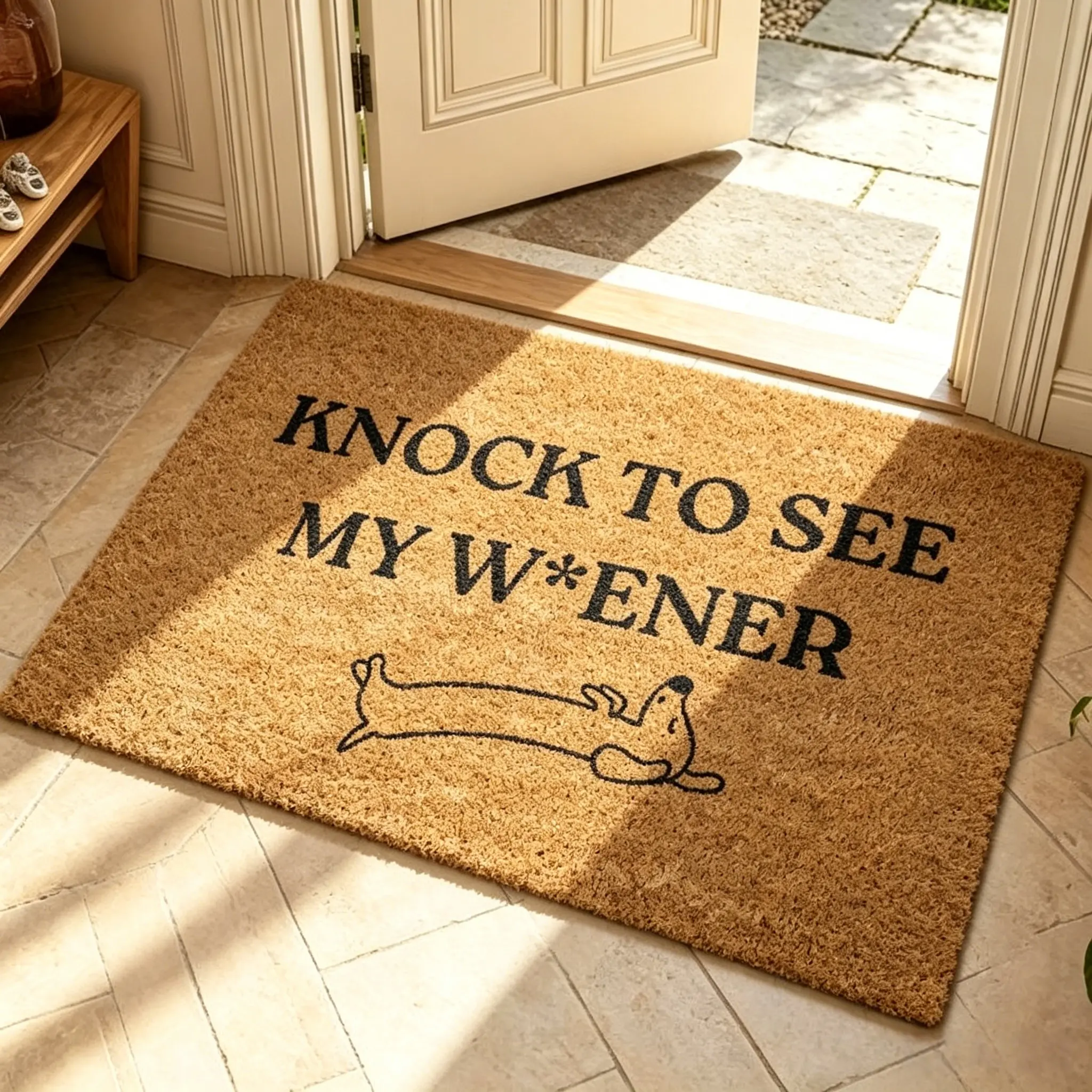 Dachshund Funny Doormat for Animals - Front Door Decor, Anti-Slip Grip, Easy-Clean Outdoor Entrance Rug, Wrinkle Resistant Household Textile, summerwins Knock To See My Owner Mat, Funny Doormats