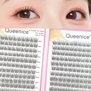 Queenice 352 Clusters Reusable Individual Lashes - Slim Cross Fish Tail Design, 10-12mm, Soft&Lightweight for Natural Look, DIY Eyelash Extensions for Daily&Commuting Makeup, Beginner-Friendly, Lash Extensions, Commuting Makeup, Curlable Lashes