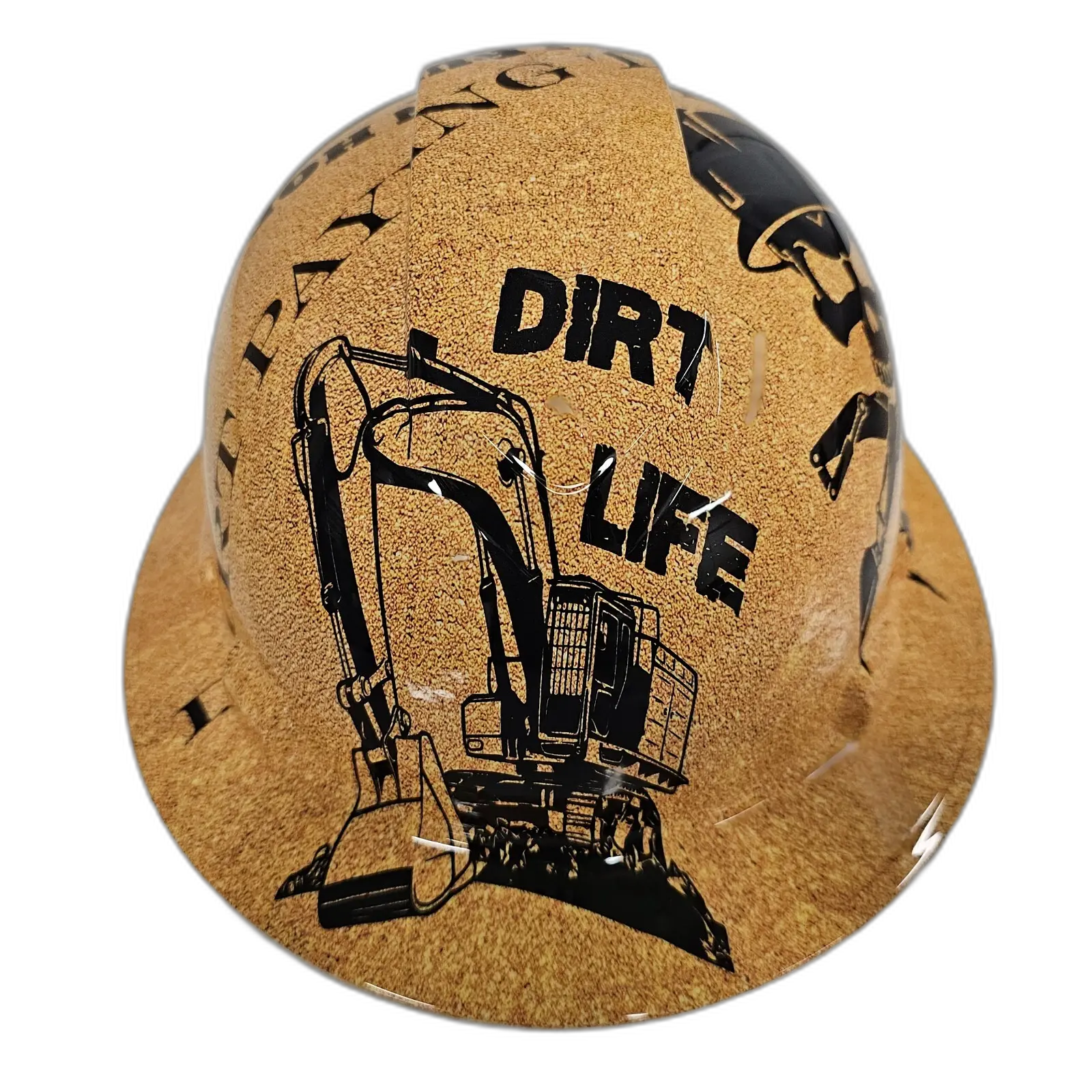 Dirt Life Excavator Brown - Custom Hydro Dipped Full Brim Hard Hat