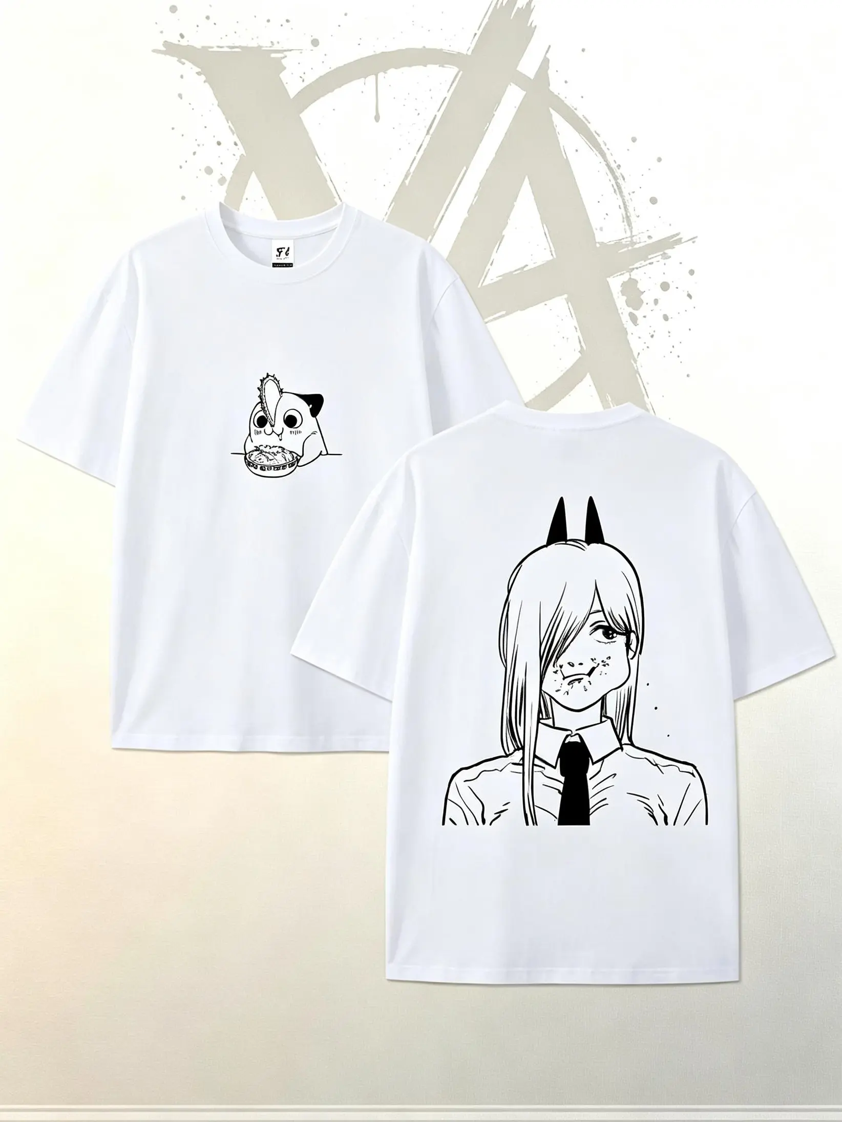 [AVT]Power Pochita Eating CSM Menswear Unisex Short-Sleeve Chainsaw Man Retro Anime T-Shirt,graphic streetwear t-shirt gift,trendy t-shirts,symbol t-shirt,invincible shirt,humor Tshirt,funny student shirt,funny meme shirt,casual style,oversized band