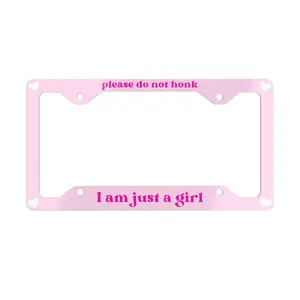 Just A Girl Cute License Plate Frame Gen Z New Driver Gifts Cute Car Accessories Girly License Plate Y2K Retro Pattern Funny License Frame