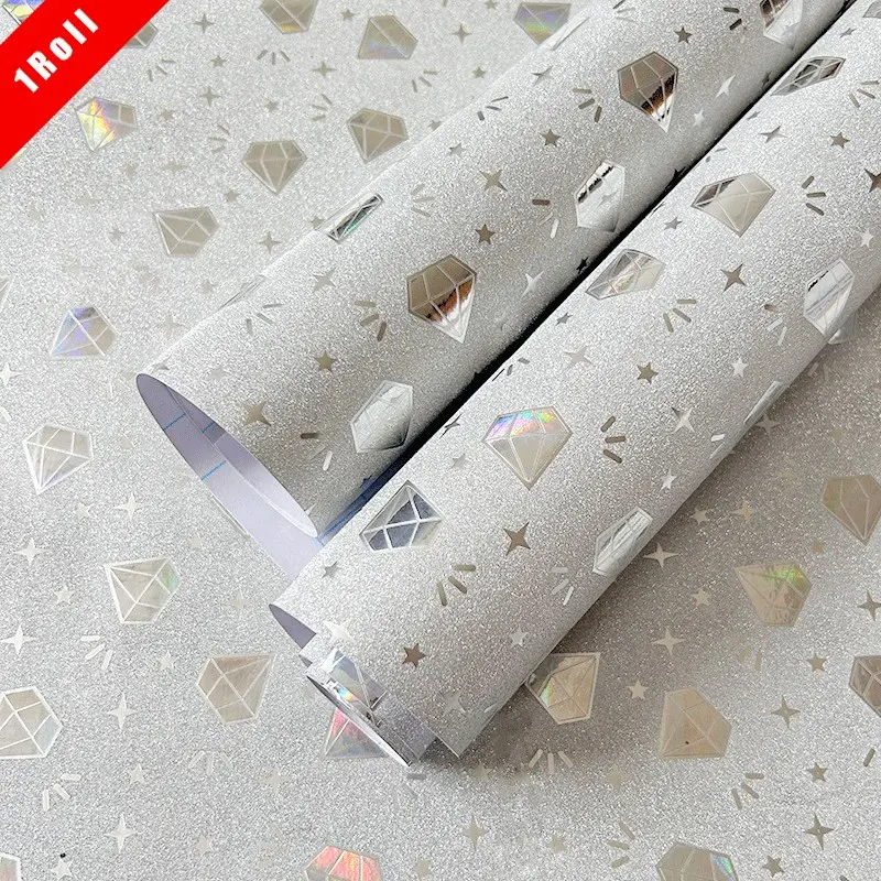 Silver Glitter Peel & Stick Wallpaper, Removable Self Adhesive Vinyl Contact Paper, Sparkling Fabric Wall Covering, DIY Decor Roll for Cabinet, Drawer, Window, Cricut Craft & Christmas Decoration