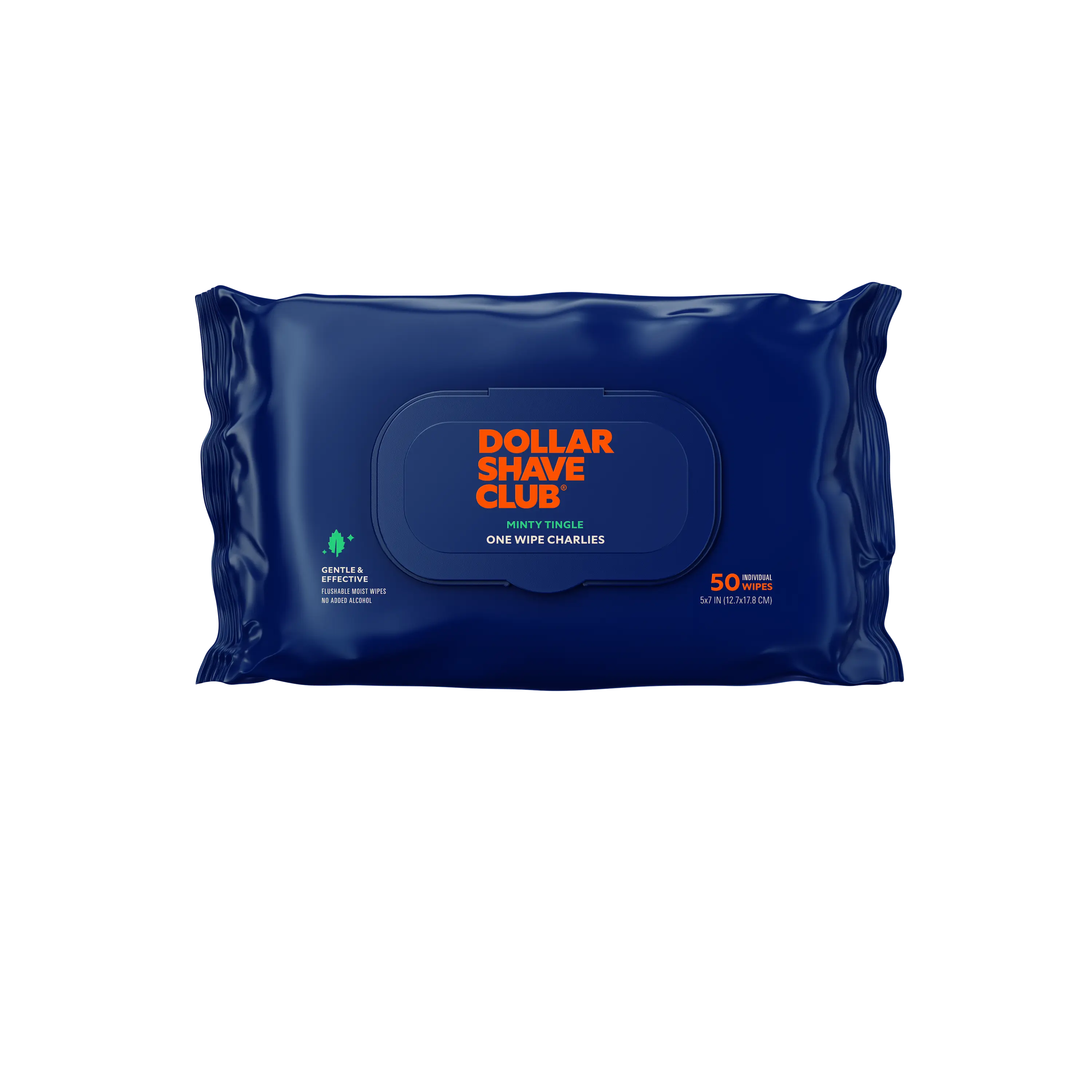 Dollar Shave Club Charlies  Wipes - Minty Fresh, Flushable, Aloe & Chamomile Infused Soothing Washes & Wipes, 50ct