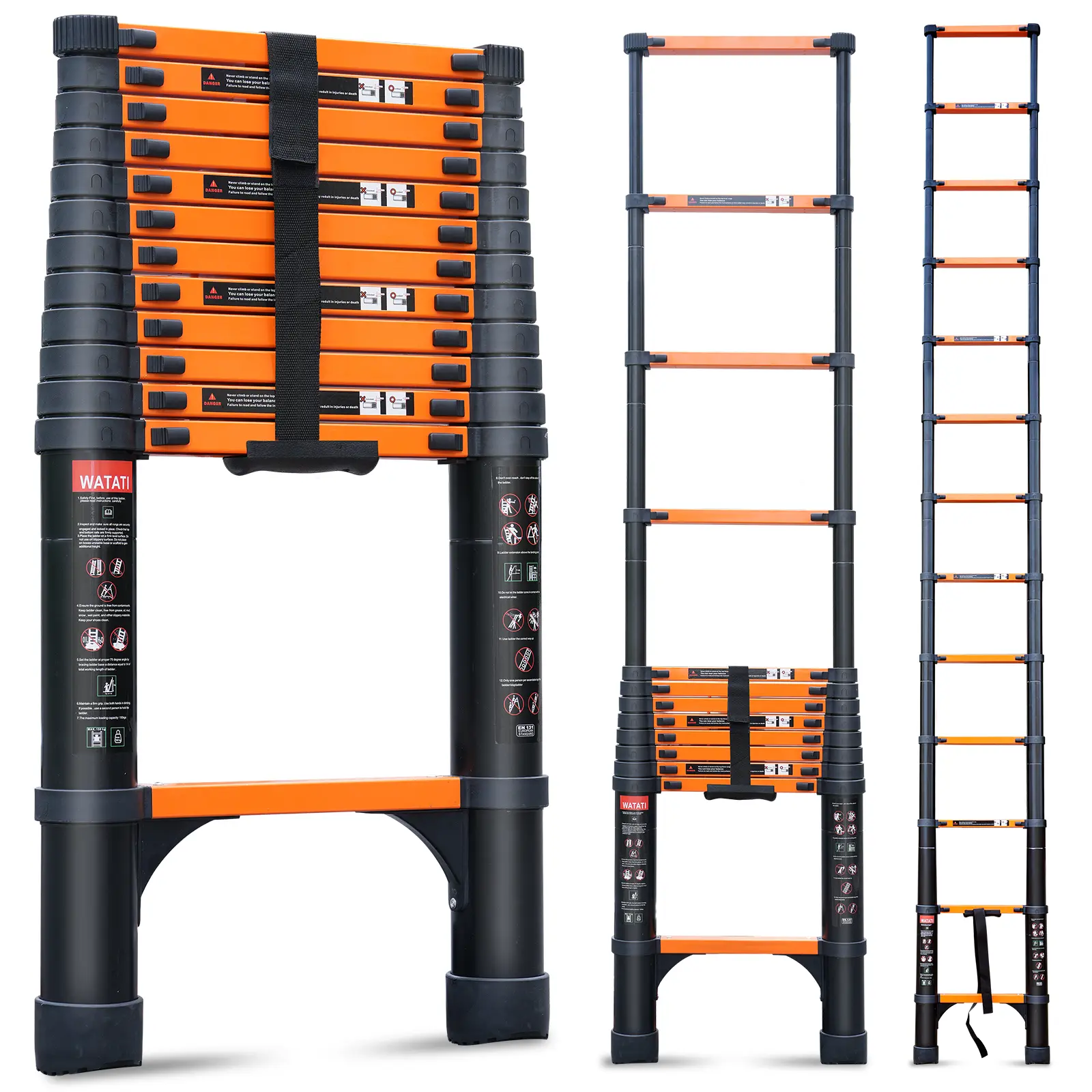 Telescopic ladder 20.3/23ft Aluminum extension ladder, Heavy Duty 330lbs Max Capacity,with 2 Triangle Stabilizers, Multi-Purpose Collapsible Ladder,TikTokShopBlackFriday